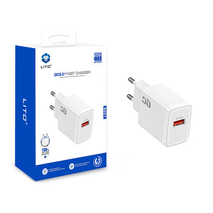 Punjač za mrežu Lito LC08, 18W, 3A, 1 x USB-A, Bijeli