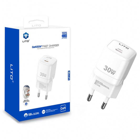 Punjač za mrežu Lito LC11, 30W, 3A, 1 x USB-C, Bijeli