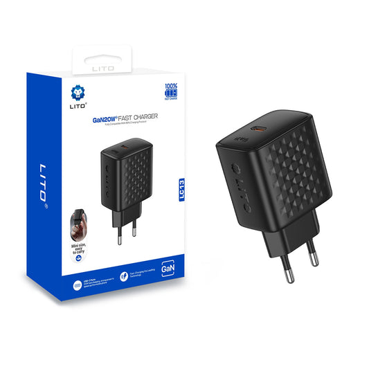 Punjač za mrežu Lito LC13, 20W, 3A, 1 x USB-C, Crni