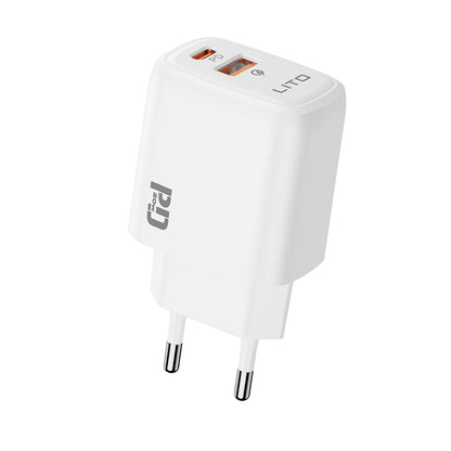 Punjač mreže Lito LC28, 20W, 3A, 1 x USB-A - 1 x USB-C, Bijeli