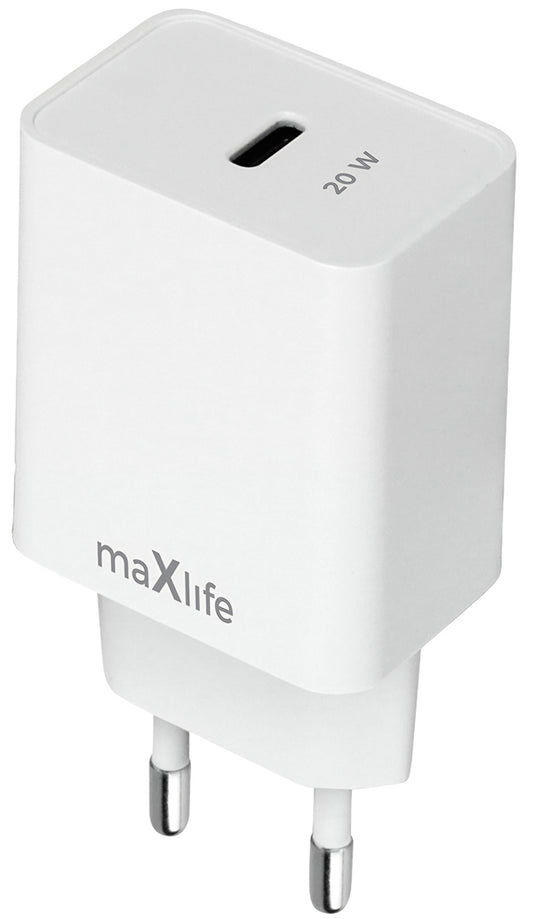 Punjač za mrežu MaXlife MXTC-13-20C, 20W, 3A, 1 x USB-C, Bijeli