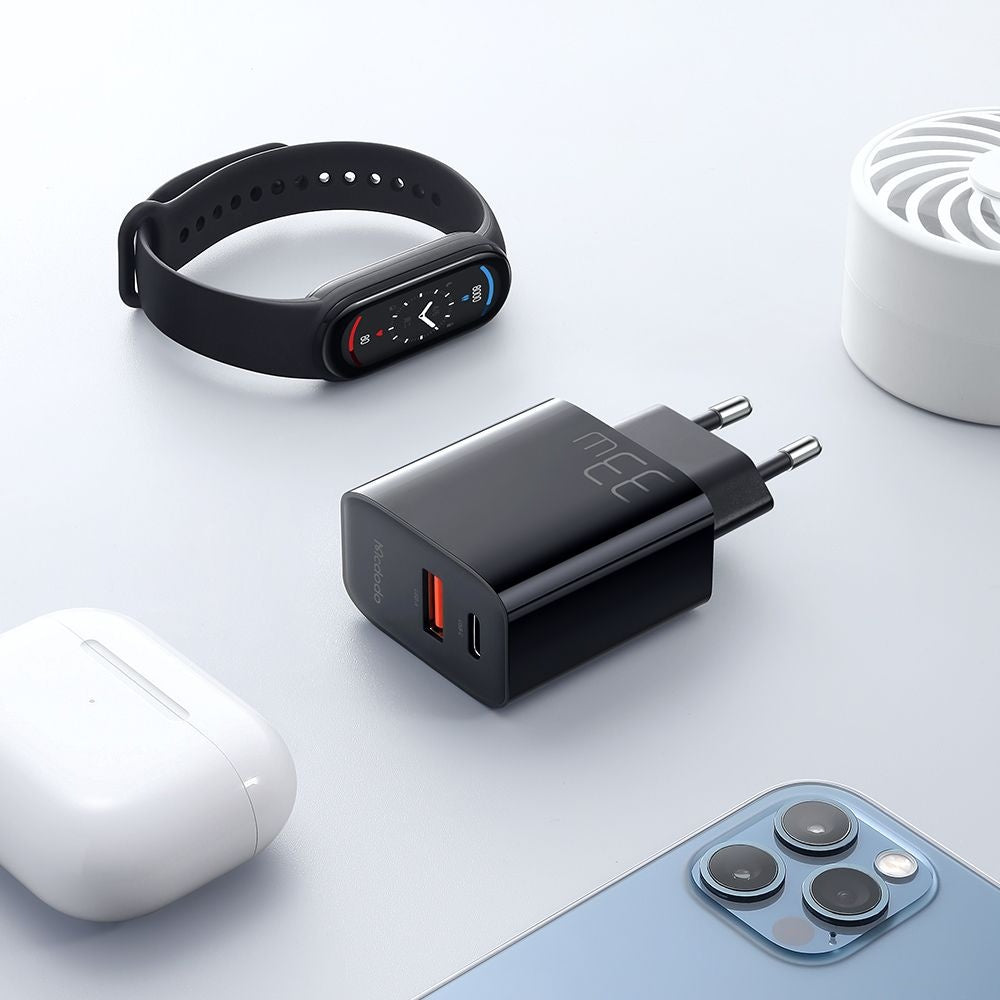 Mrežni punjač McDodo CH-0921, 33W, 3A, 1 x USB-A - 1 x USB-C, Crni