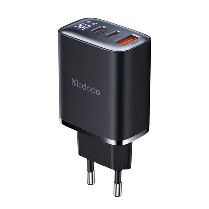 Mrežni punjač McDodo CH-2180 Display, 30W, 3A, 1 x USB-A - 2 x USB-C, Crni