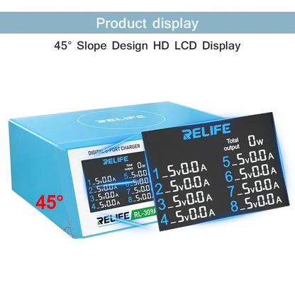 Punjač Stanica Relife RL-309A, 100W, 4.5A, 2 x USB-C - 6 x USB-A, Plava
