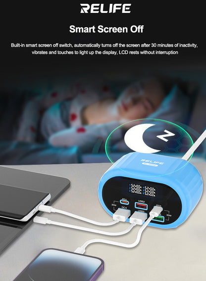 Punjač Stanica Relife RL-309U, 72W, 5A, 2 x USB-C - 4 x USB-A, Plava