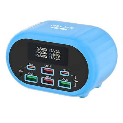 Punjač Stanica Relife RL-309U, 72W, 5A, 2 x USB-C - 4 x USB-A, Plava
