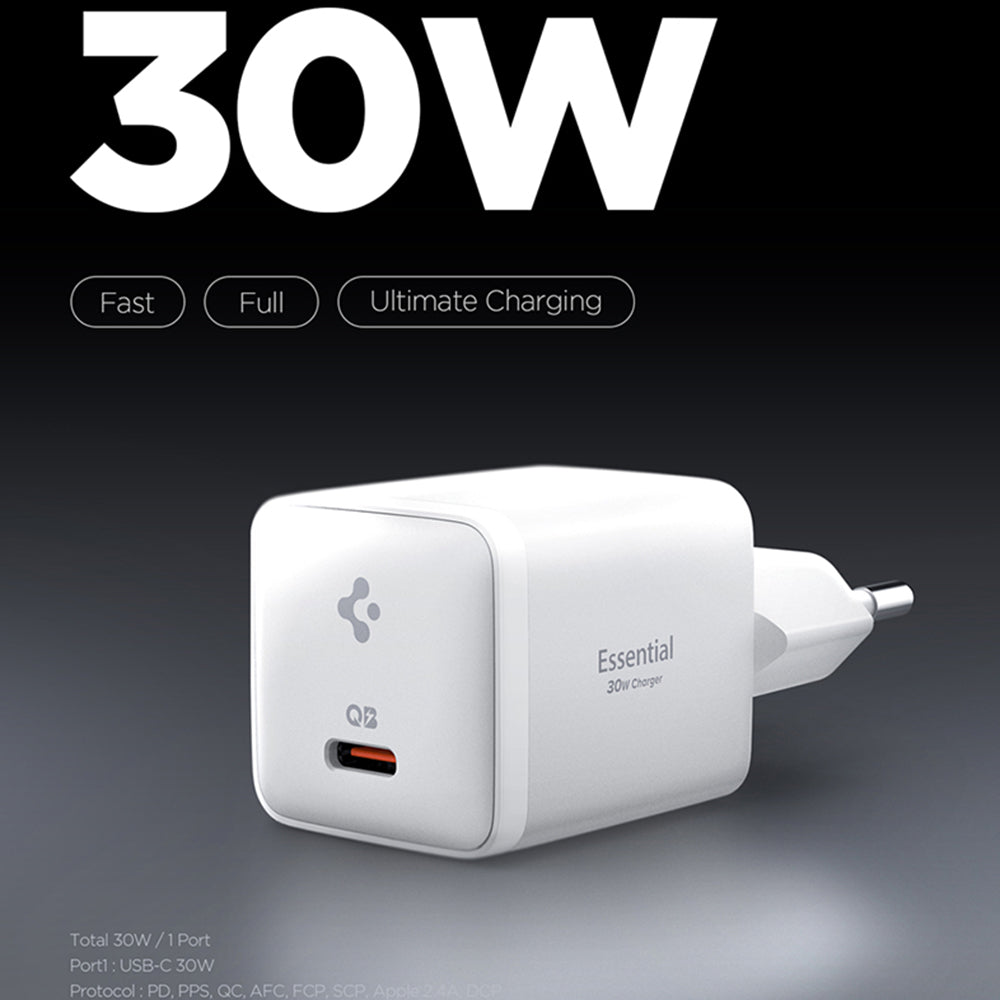 Punjač za mrežu Spigen EE301EU Essential, 30W, 3A, 1 x USB-C, Bijeli ACH09492