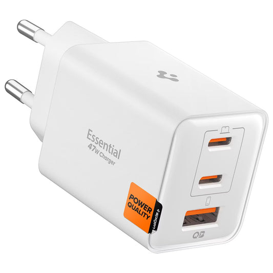 Mrežni punjač Spigen EE473EU Essential, 47W, 3A, 1 x USB-A - 2 x USB-C, Bijeli ACH09464