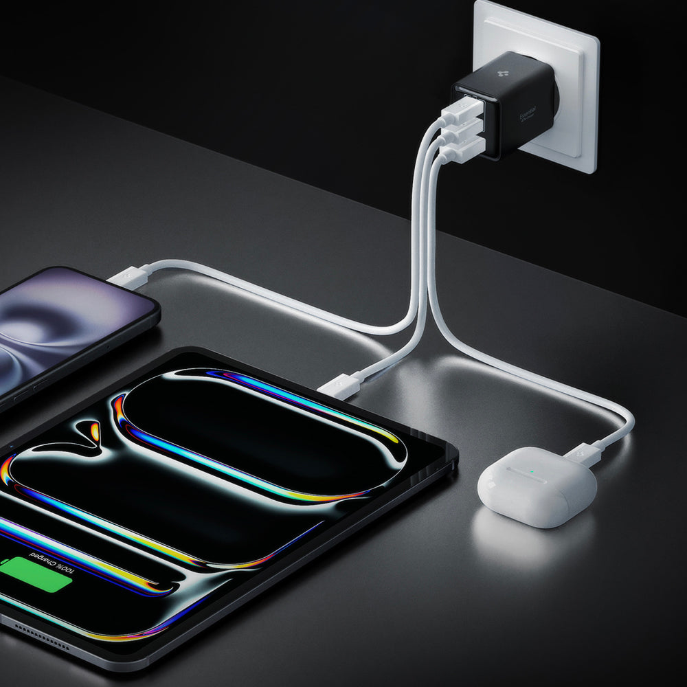 Mrežni punjač Spigen EE473EU Essential, 47W, 3A, 1 x USB-A - 2 x USB-C, Crni ACH09465