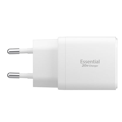 Mrežni punjač Spigen Essential, 20W, 3A, 1 x USB-A - 1 x USB-C, Bijeli