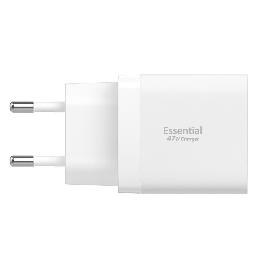 Punjač mreže Spigen Essential, 47W, 3A, 2 x USB-C, Bijeli