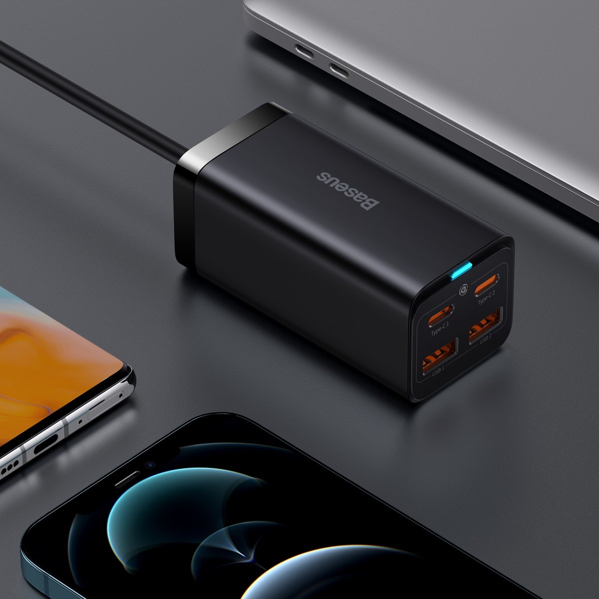 Punjač Stanica Baseus GaN3 Pro, 100W, 5A, 2 x USB-A - 2 x USB-C, Crni CCGP000101