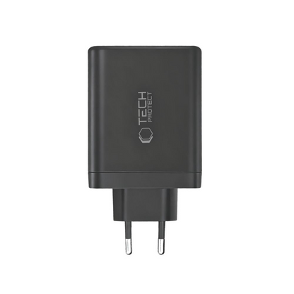 Mrežni punjač Tech-Protect NC120W-GAN, 120W, 5A, 1 x USB-A - 3 x USB-C, Crni