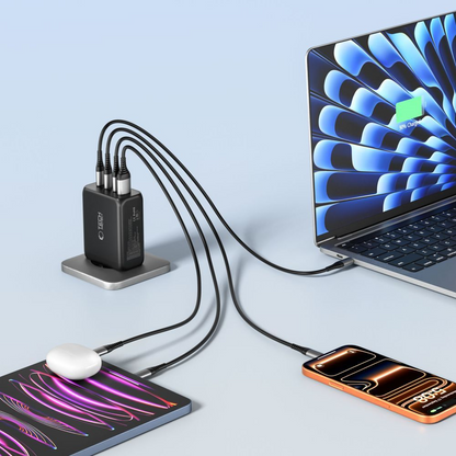 Mrežni punjač Tech-Protect NC200W-GAN, 200W, 5A, 1 x USB-A - 3 x USB-C, Crni