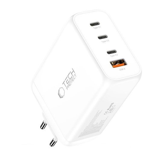 Punjač mreže Tech-Protect NC240W-GAN, 240W, 5A, 1 x USB-A - 3 x USB-C, Bijeli