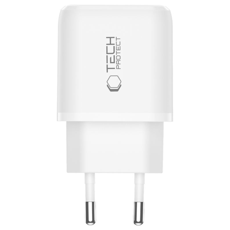 Punjač mreže Tech-Protect NCA45W, 45W, 3A, 1 x USB-A - 1 x USB-C, Bijeli