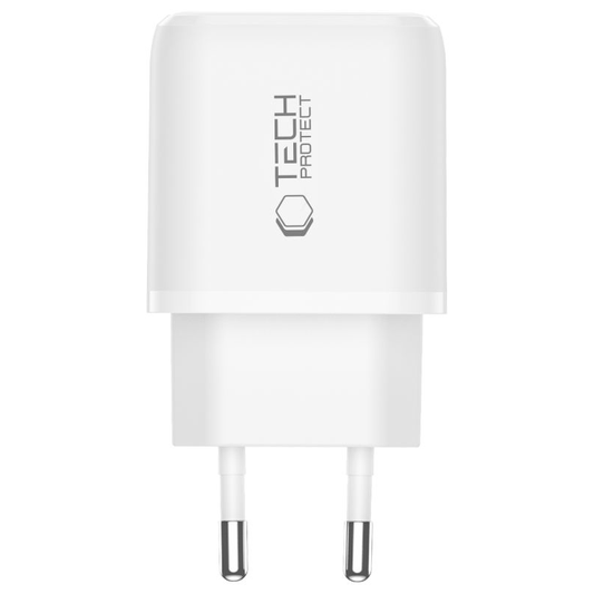 Punjač mreže Tech-Protect NCA45W, 45W, 3A, 1 x USB-A - 1 x USB-C, Bijeli