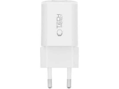 Punjač mreže Tech-Protect NCM33W, 33W, 3A, 1 x USB-A - 1 x USB-C, Bijeli