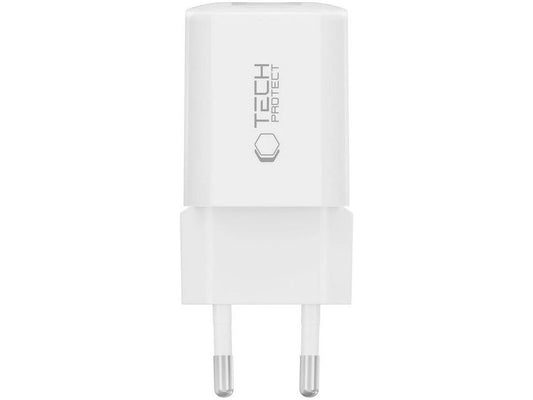 Punjač mreže Tech-Protect NCM33W, 33W, 3A, 1 x USB-A - 1 x USB-C, Bijeli