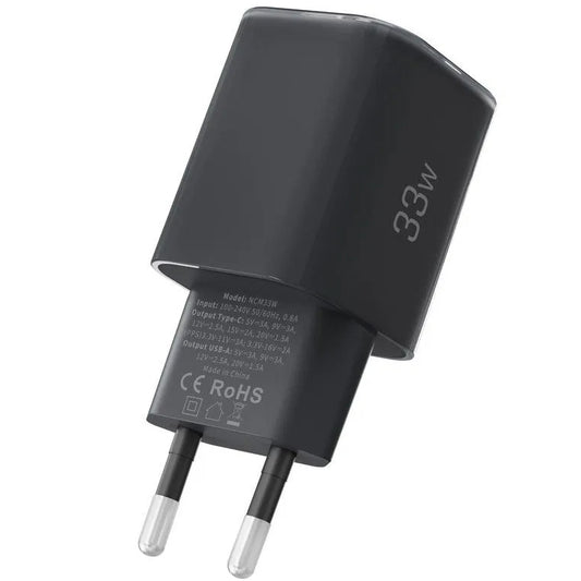 Punjač mreže Tech-Protect NCM33W, 33W, 3A, 1 x USB-A - 1 x USB-C, Crni