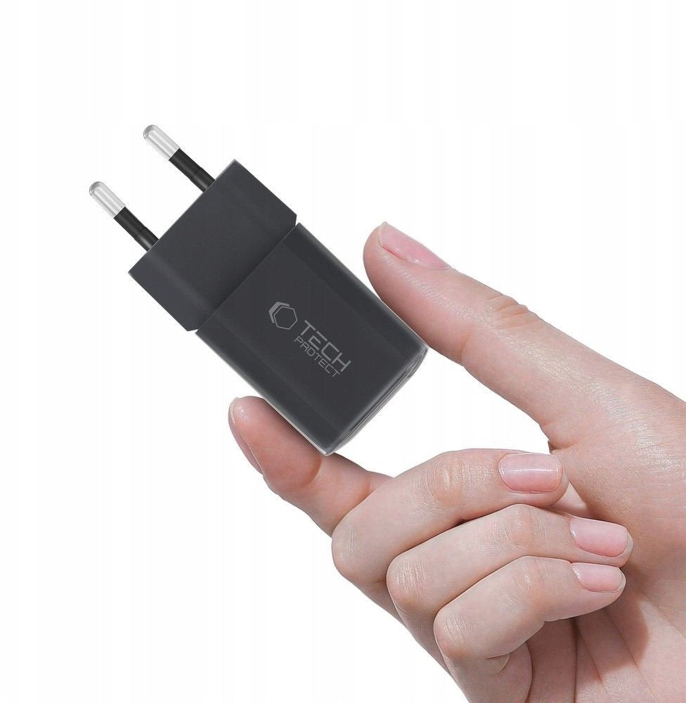 Punjač mreže Tech-Protect NCM33W, 33W, 3A, 1 x USB-A - 1 x USB-C, Crni