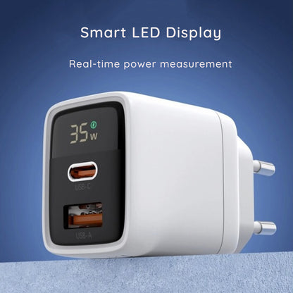 Mrežni punjač Techsuit CH3 LEDChargX Display, 35W, 3A, 1 x USB-A - 1 x USB-C, Crni