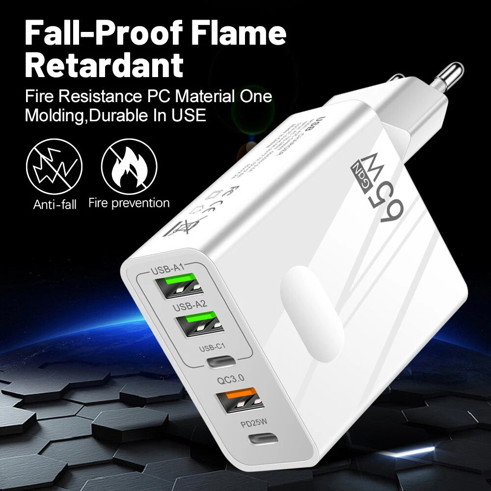 Punjač mreže Techsuit CHC1 PentaXPower, 25W, 3A, 3 x USB-A - 2 x USB-C, Bijeli