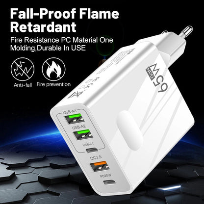 Punjač za mrežu Techsuit CHC1 PentaXPower, 25W, 3A, 3 x USB-A - 2 x USB-C, Crni