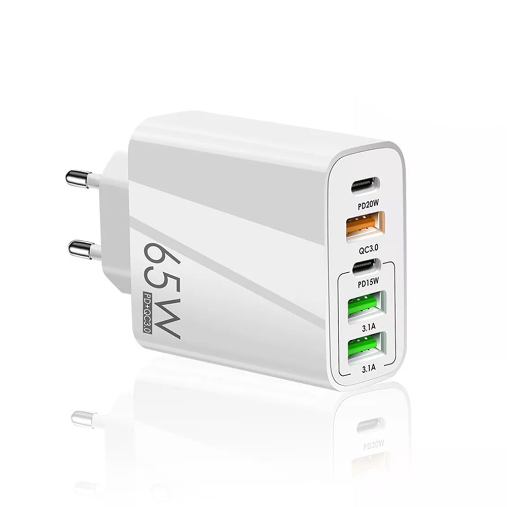 Mrežni punjač Techsuit CHC2 PentaXPower, 20W, 3A, 3 x USB-A - 2 x USB-C, Bijeli