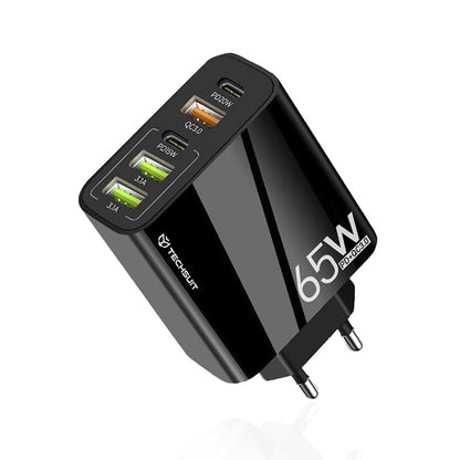 Mrežni punjač Techsuit CHC2 PentaXPower, 20W, 3A, 3 x USB-A - 2 x USB-C, Crni