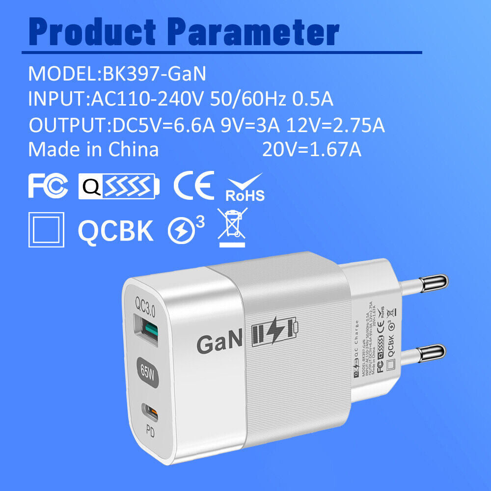 Punjač mreže Techsuit CHPD131, 65W, 3.25A, 1 x USB-A - 1 x USB-C, Bijeli