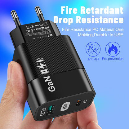 Punjač mreže Techsuit CHPD131, 65W, 3.25A, 1 x USB-A - 1 x USB-C, Crni