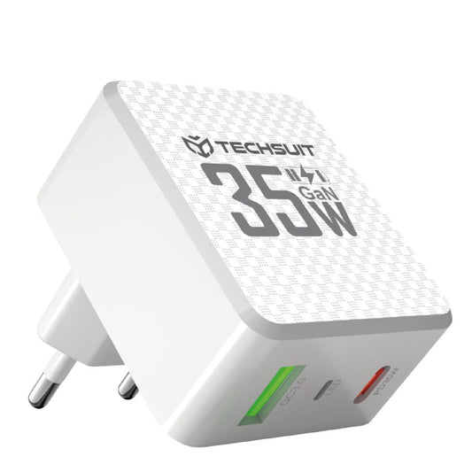 Punjač mreže Techsuit CHPD173 Tiny, 35W, 3A, 1 x USB-A - 1 x USB-C, Bijeli