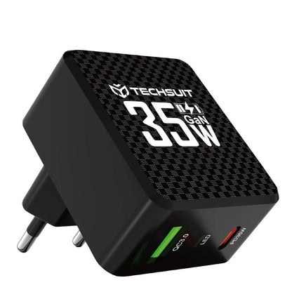 Punjač mreže Techsuit CHPD173 Tiny, 35W, 3A, 1 x USB-A - 1 x USB-C, Crni