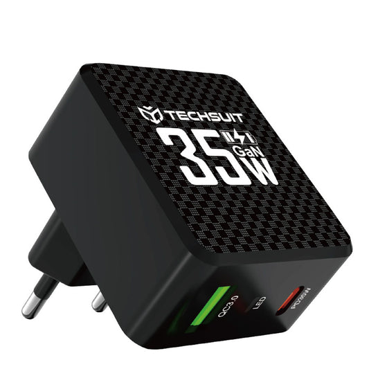 Punjač mreže Techsuit CHPD173 Tiny, 35W, 3A, 1 x USB-A - 1 x USB-C, Crni
