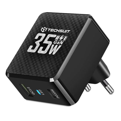 Punjač mreže Techsuit CHPD173 Tiny, 35W, 3A, 1 x USB-A - 1 x USB-C, Crni