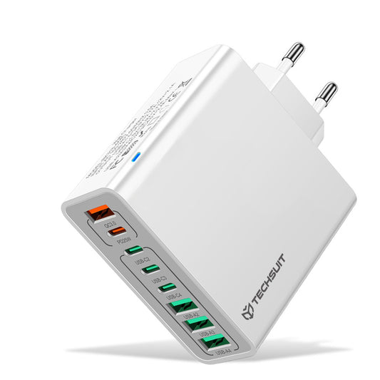 Mrežni punjač Techsuit CHPD224, 65W, 3.25A, 4 x USB-A - 4 x USB-C, Bijeli