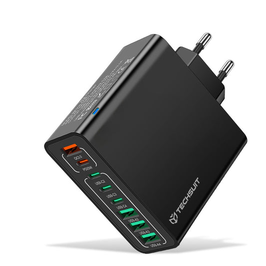 Punjač mreže Techsuit CHPD224, 65W, 3.25A, 4 x USB-A - 4 x USB-C, Crni