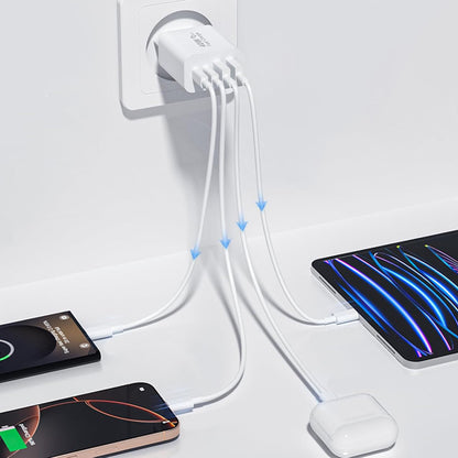 Punjač mreže Techsuit PowerXQuad CH4, 40W, 3A, 2 x USB-A - 2 x USB-C, Bijeli