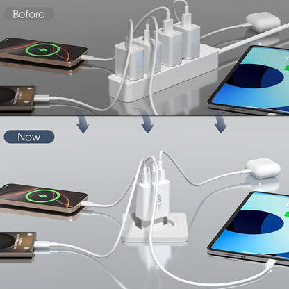 Punjač mreže Techsuit PowerXQuad CH4, 40W, 3A, 2 x USB-A - 2 x USB-C, Bijeli