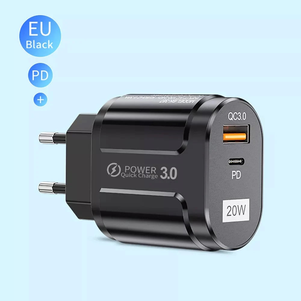 Punjač mreže Techsuit Premium, 20W, 3A, 1 x USB-A - 1 x USB-C, Bijeli