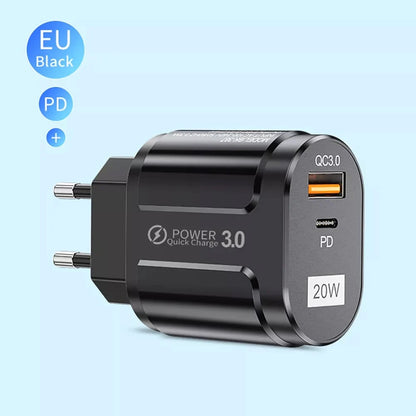 Punjač mreže Techsuit Premium, 20W, 3A, 1 x USB-A - 1 x USB-C, Bijeli