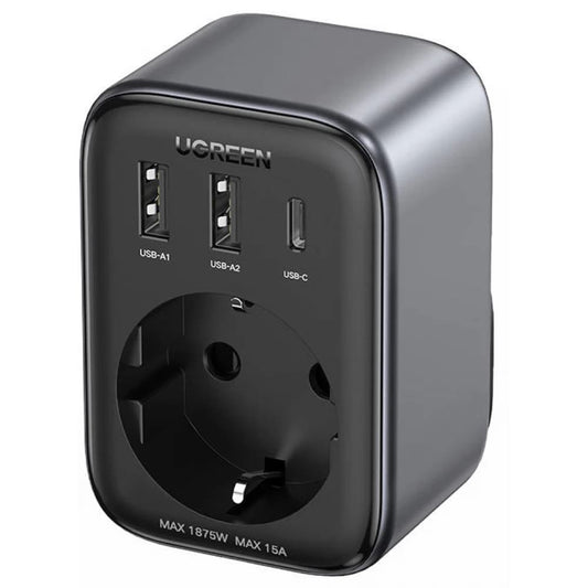 UGREEN 15289 US mrežni punjač, 30W, 3A, 2 x USB-A - 1 x USB-C - 1 x Schuko, Crni