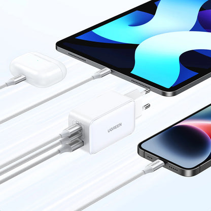 Punjač za mrežu UGREEN CD244, 65W, 3A, 1 x USB-A - 2 x USB-C, Bijeli
