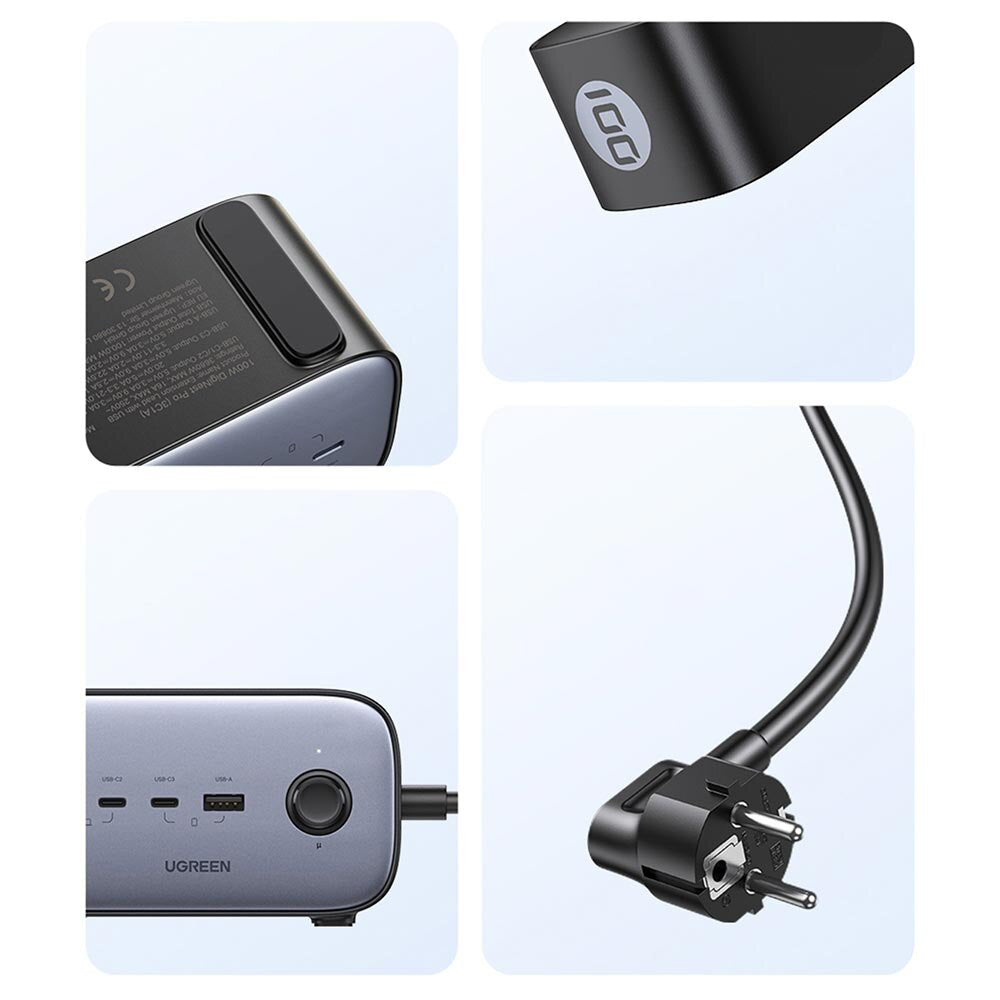 Produžni kabel UGREEN CD270, 2 x Schuko, Sivi