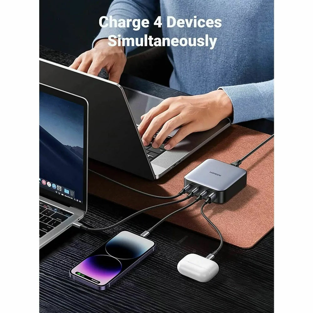 Punjač Stanica UGREEN CD328, 100W, 3A, 1 x USB-A - 3 x USB-C, Sivi