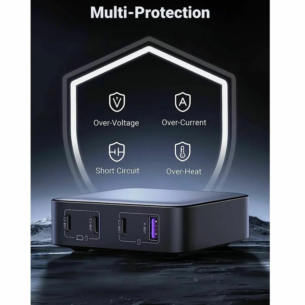 Punjač Stanica UGREEN CD328, 100W, 3A, 1 x USB-A - 3 x USB-C, Sivi