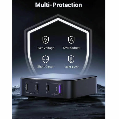 Punjač Stanica UGREEN CD328, 100W, 3A, 1 x USB-A - 3 x USB-C, Sivi