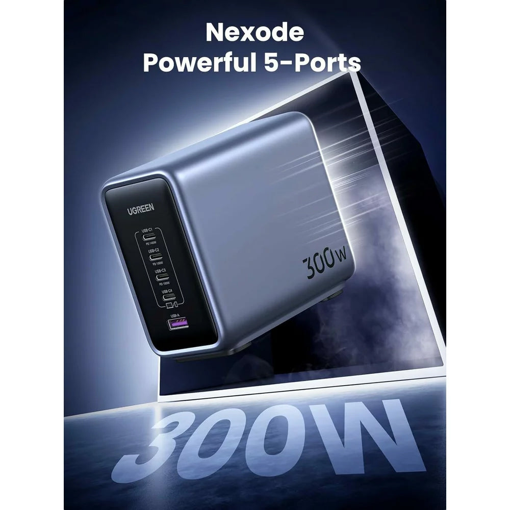 Punjač Stanica UGREEN CD333 Nexode, 300W, 5A, 1 x USB-A - 4 x USB-C, Sivi