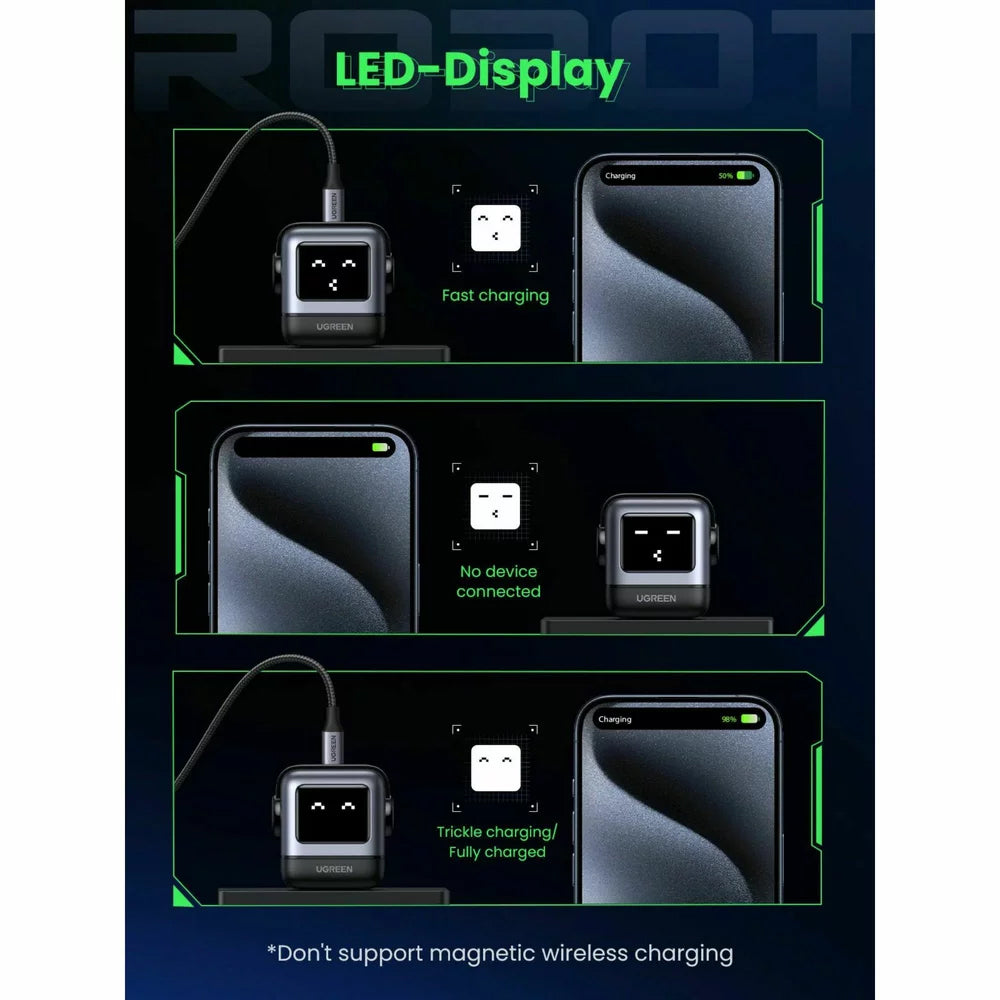 Punjač za mrežu UGREEN CD361 Uno, 65W, 3.25A, 1 x USB-A - 2 x USB-C, Crni